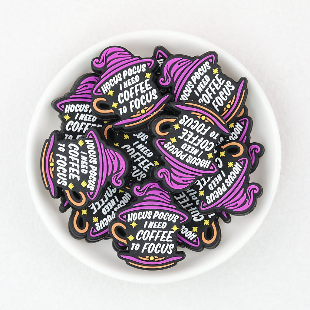 Silicone Focal Beads Halloween Witch Hat Coffee Design 20pcs