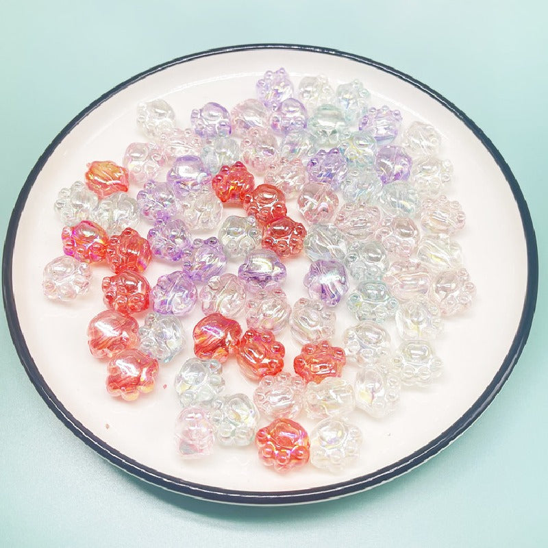 Painted Cat Claw Acrylic Beads 16x18.5mm Large Hole Pastel 4pcs 8
