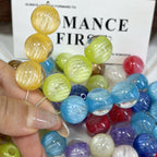 Color Changing Glitter Striped Round Resin Beads 16mm 10pcs 4