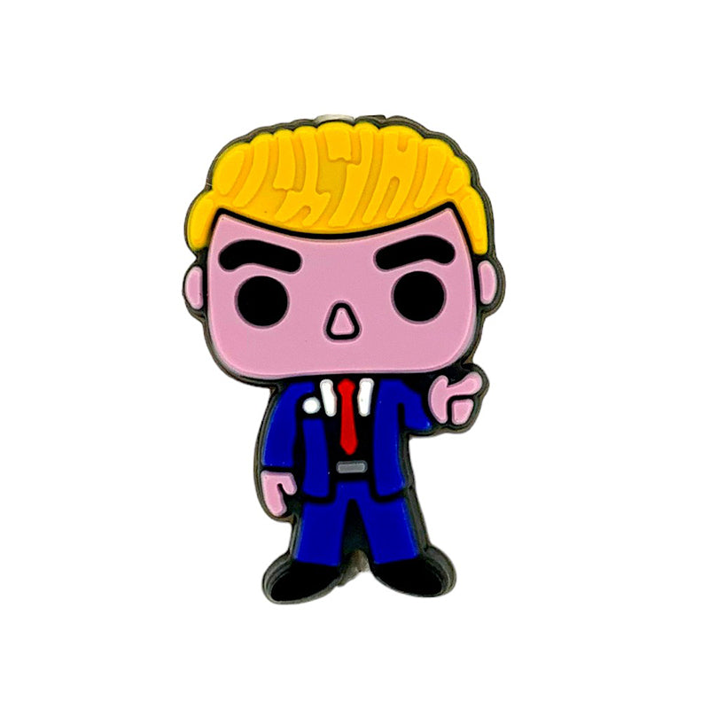 Silicone Focal Beads Suit Trump Blond Character Navy Suit 20pcs