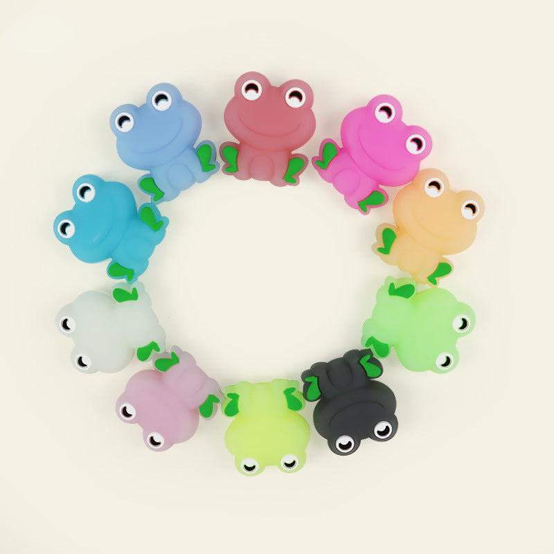 Silicone Focal Beads Frog Smiling Face Sitting Pose 10pcs 2
