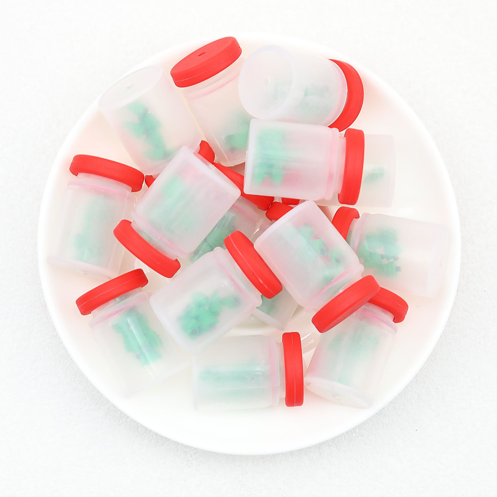 Silicone 3D Christmas Focal Beads Christmas Big Bottle 20pcs