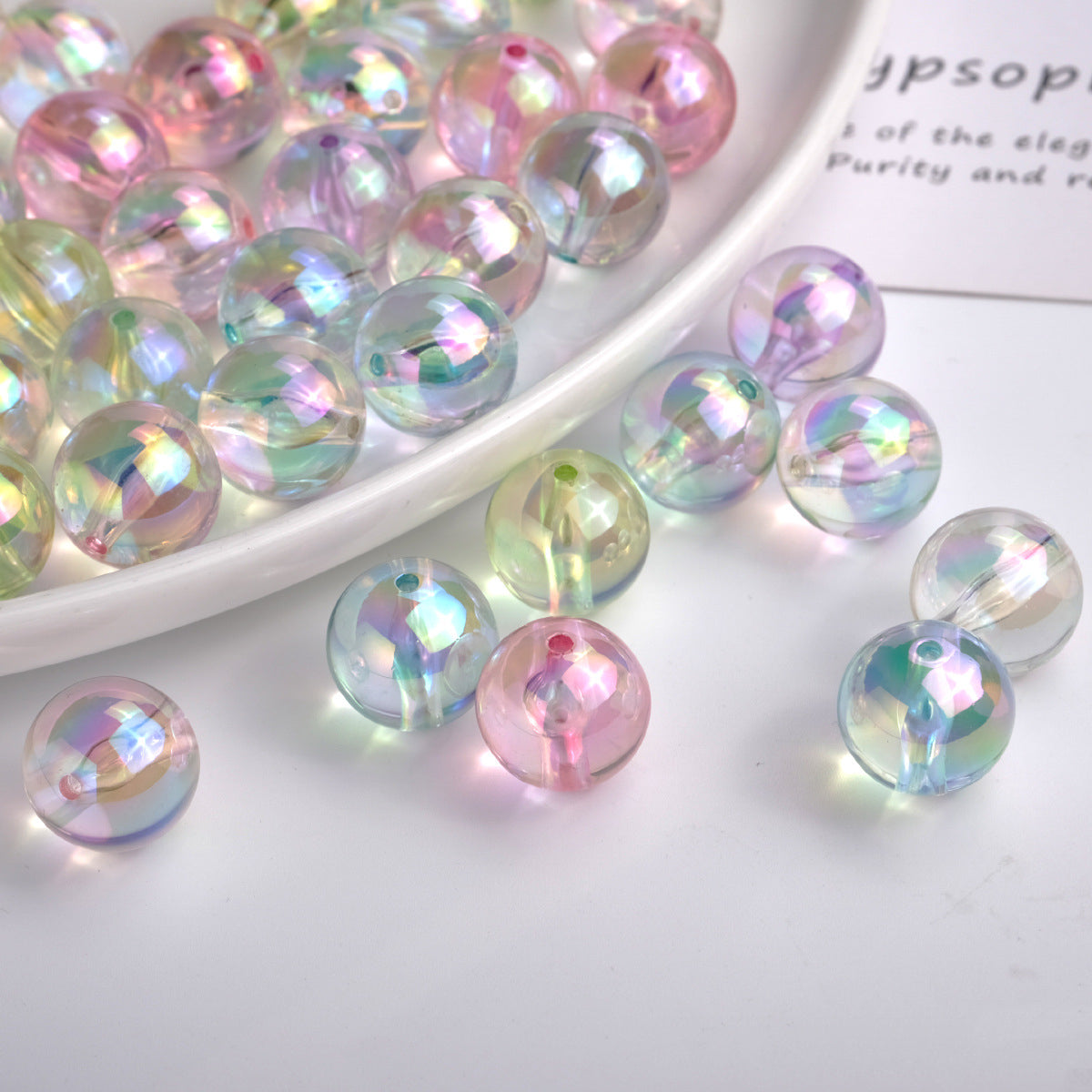 Plated Round Acrylic Beads 16mm High Transparency UV Finish 100pcs