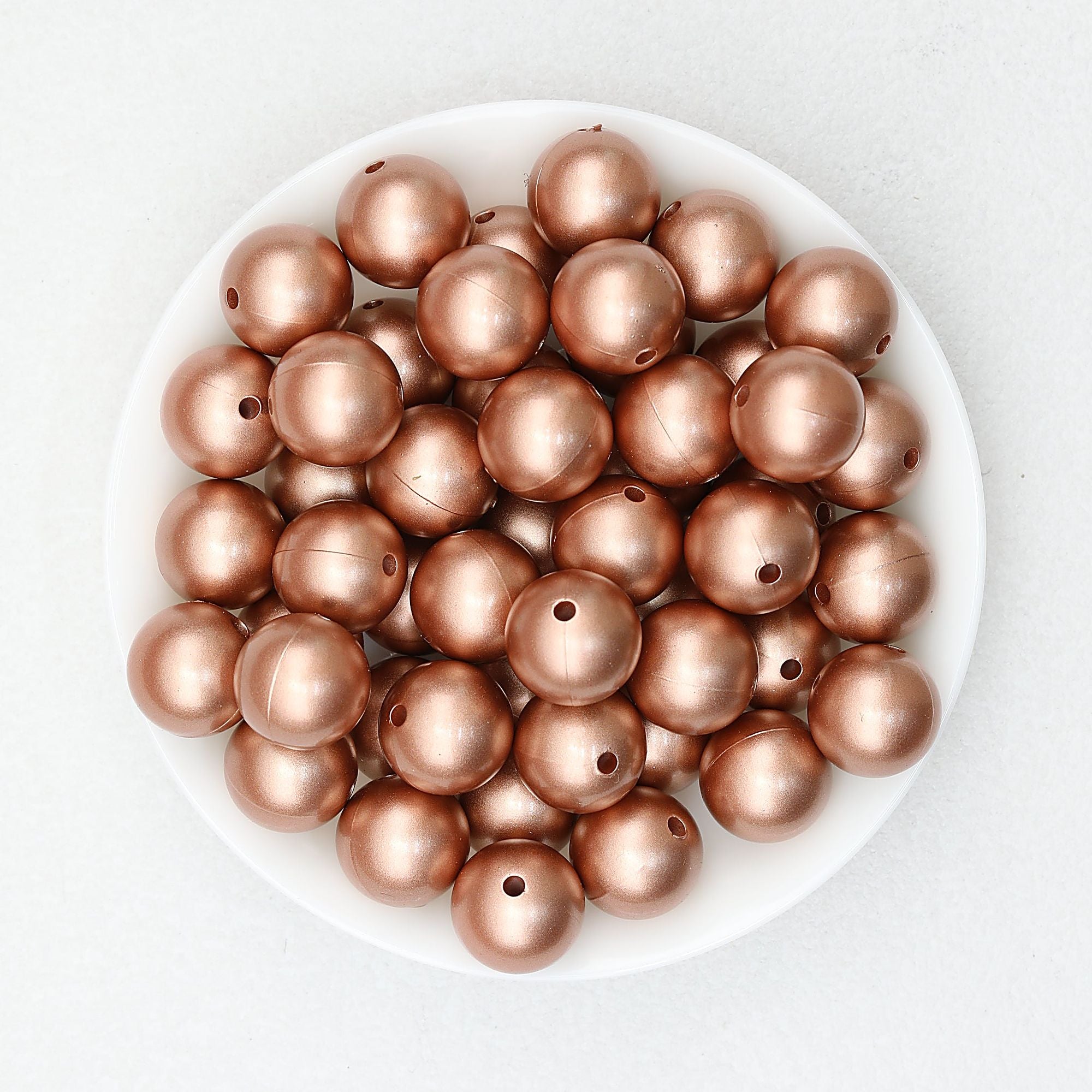 15mm Metallic Silicone Round Beads 50pcs - Rose Gold