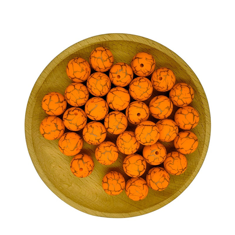 15mm Silicone Beads Crackle Printed Multi Color 50pcs 11