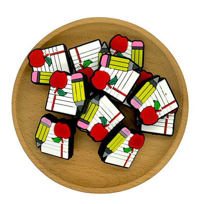 Silicone Focal Beads Apple Book Holding Pencil 20pcs 2