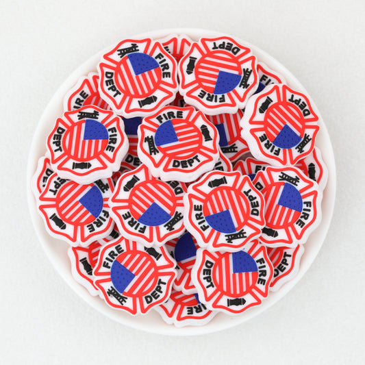 Firefighter Badge Silicone Focal Beads 20 pcs 2