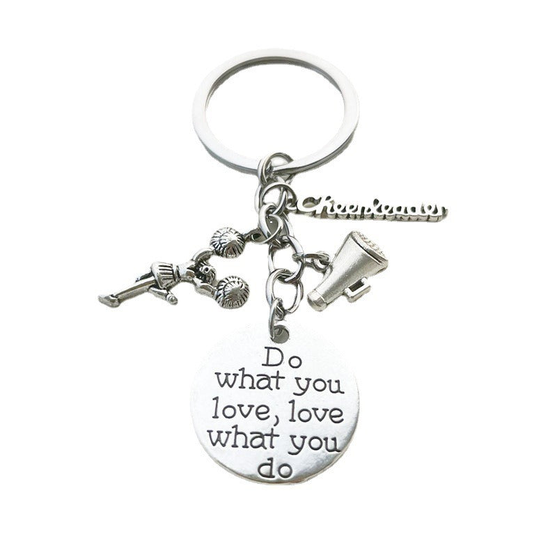 Alloy Cheerleader Keychain Silver Tone Sporty Mid Kick Charm 5
