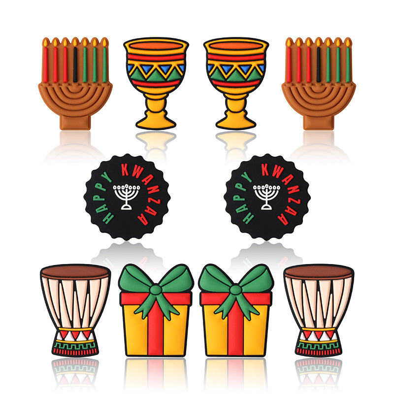 Silicone Focal Beads Kwanza Festival Candles Drums Gift Symbols 20pcs