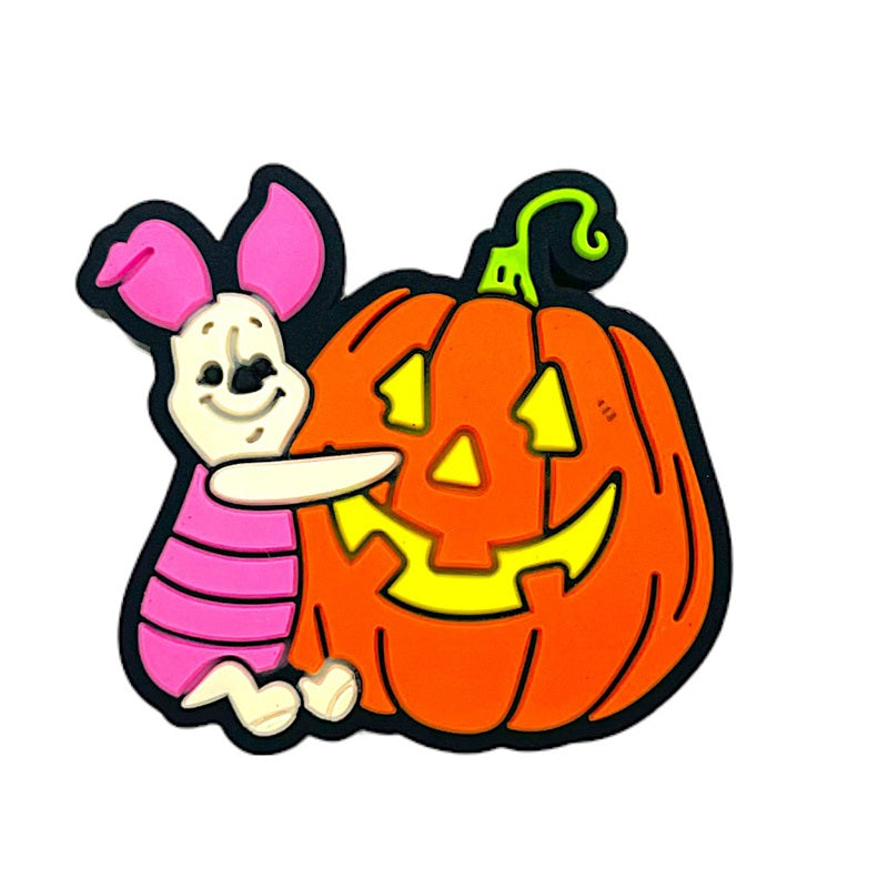 Silicone Focal Beads Halloween Piglet Hugging Pumpkin 20pcs