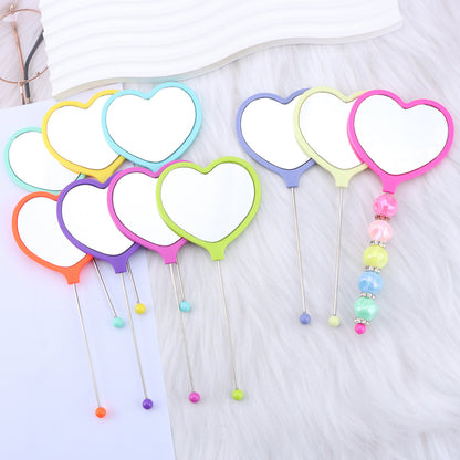 Beadable Plastic Mirrors Handheld Heart-shaped