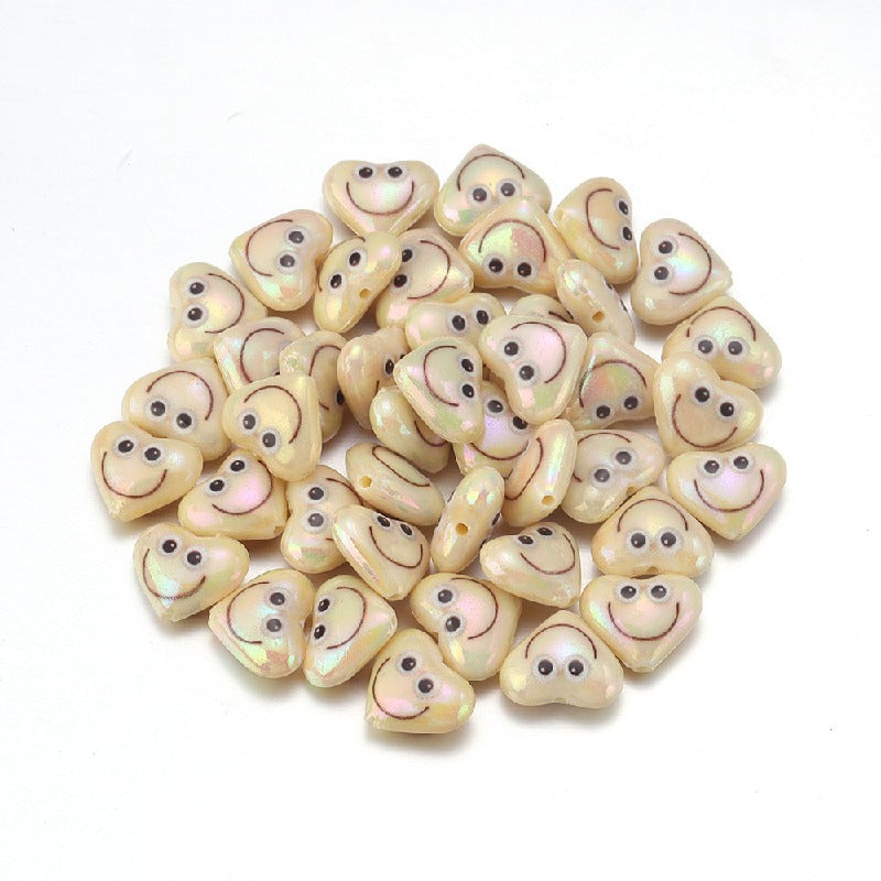 Acrylic Heart Beads 15x12mm Demon Smiling Face Glossy 20pcs 6