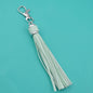 PU Leather Tassel Keychain 9cm Strips Silver Lobster Clasp 32