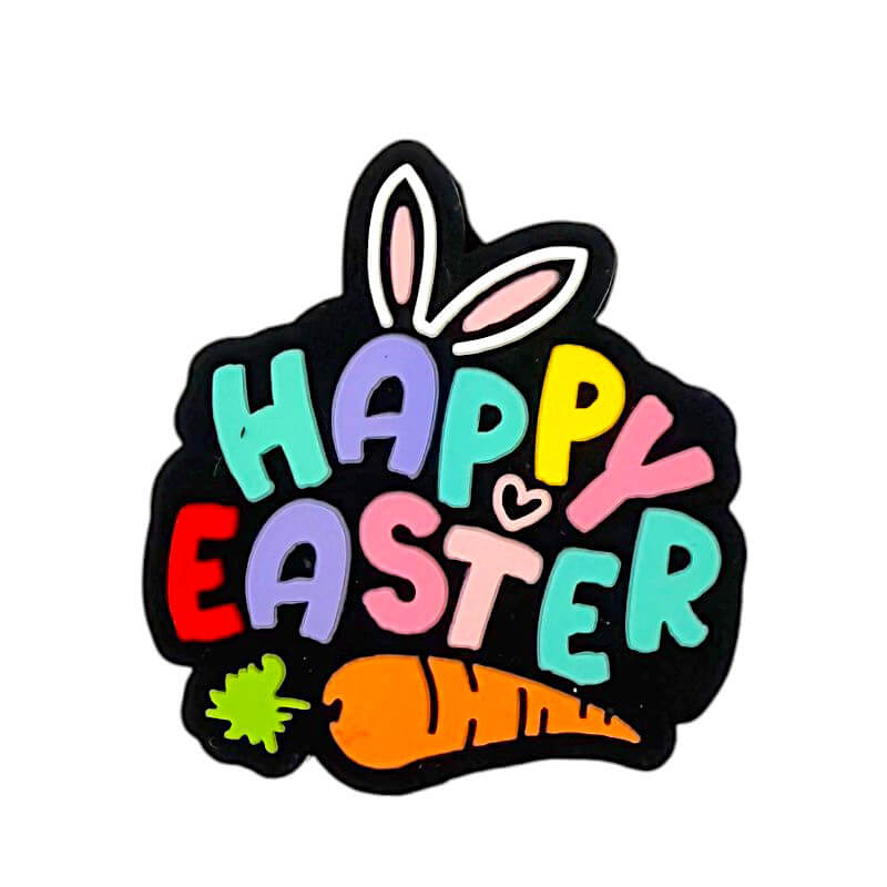 Silicone Focal Beads Happy Easter Colorful Text Carrot Rabbit Ear