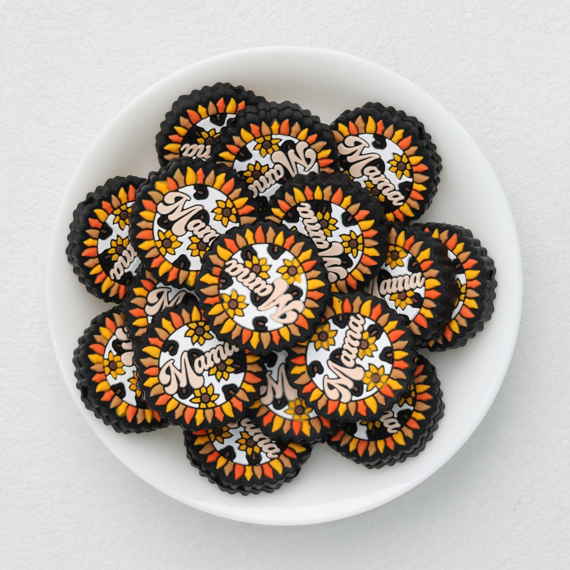 Floral Sunflower Silicone Focal Beads Mom Design 20pcs