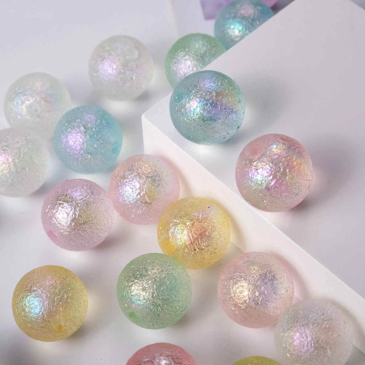 Plating Round Acrylic Beads 16mm Jelly Aurora Ice 50pcs 2