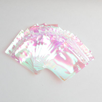 Zip Lock Bags 10.5x15cm Holographic PE Plastic Clear Window 50pcs