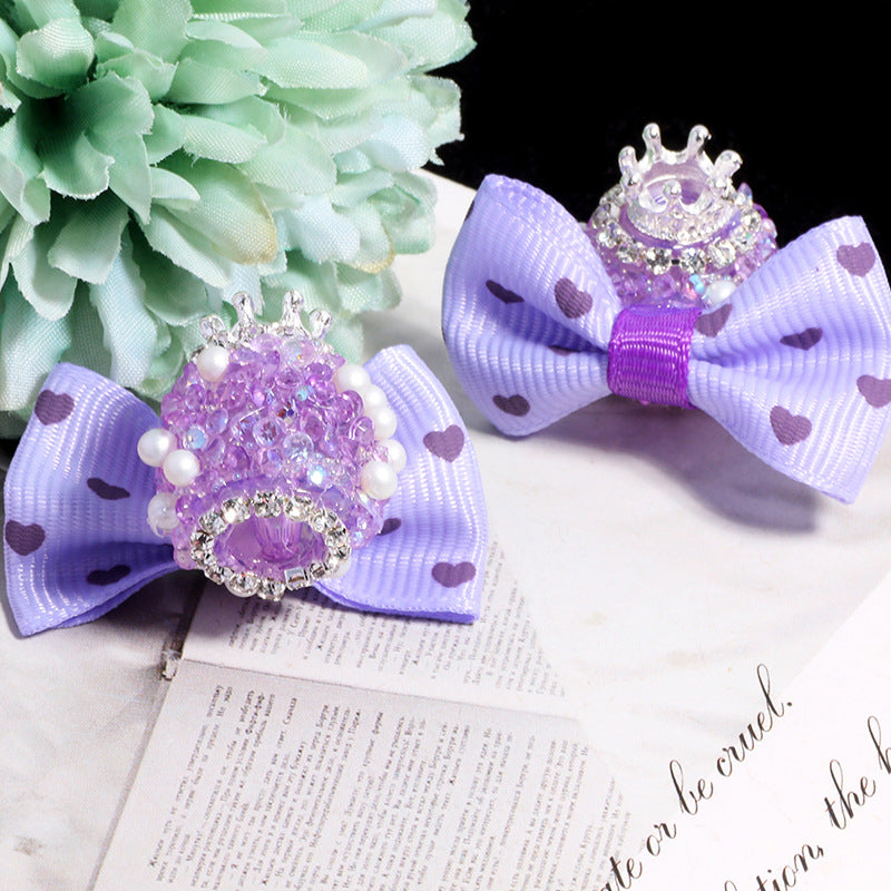 Fancy Heart Bow Acrylic Beads with Rhinestones 23mm 3pcs 8