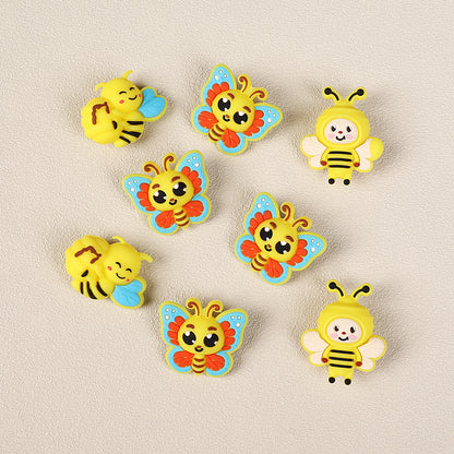 Silicone 3D Focal Beads Bee Butterfly Cheerful Faces Vibrant Colors 7