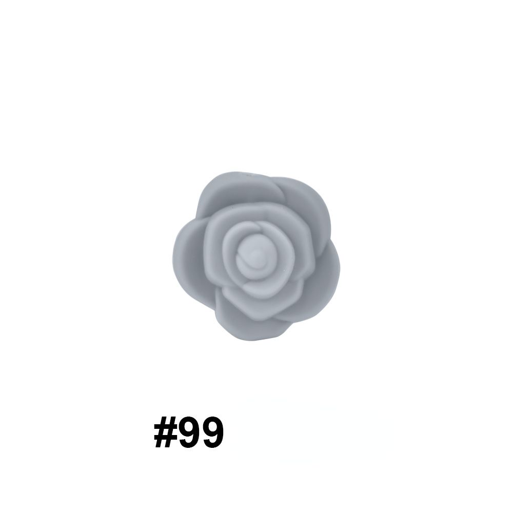 Double-Sided Flower Silicone Beads Multi Color Solid 50pcs 39