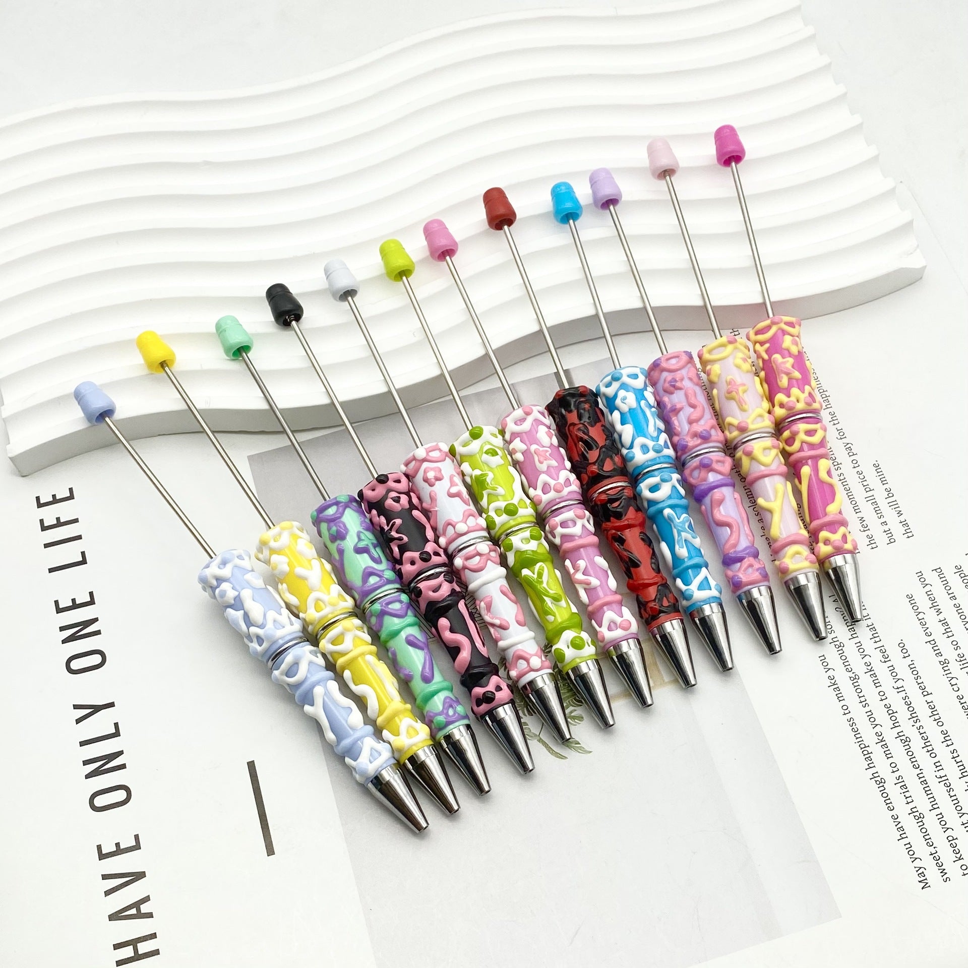 Beadable Pen Creative Candy Color Hand Painted Design  2