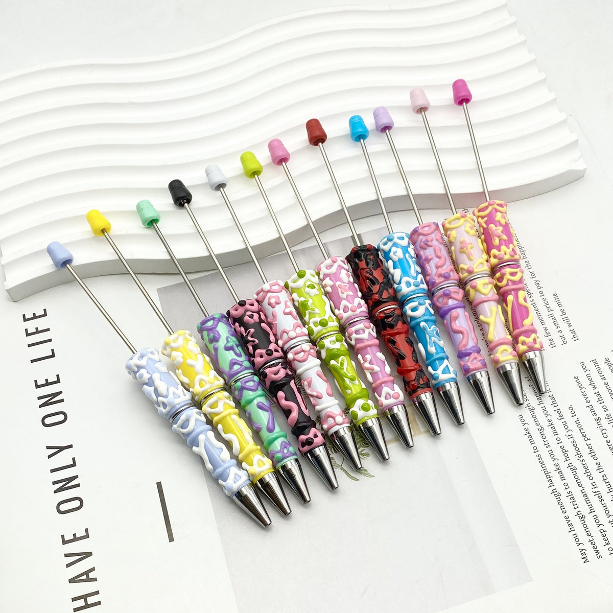 Beadable Pen Creative Candy Color Hand Painted Design  2