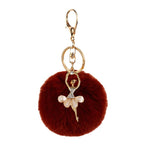 Pom Pom Keychain Alloy Ballet Girl Gold Tone with Rhinestones 4