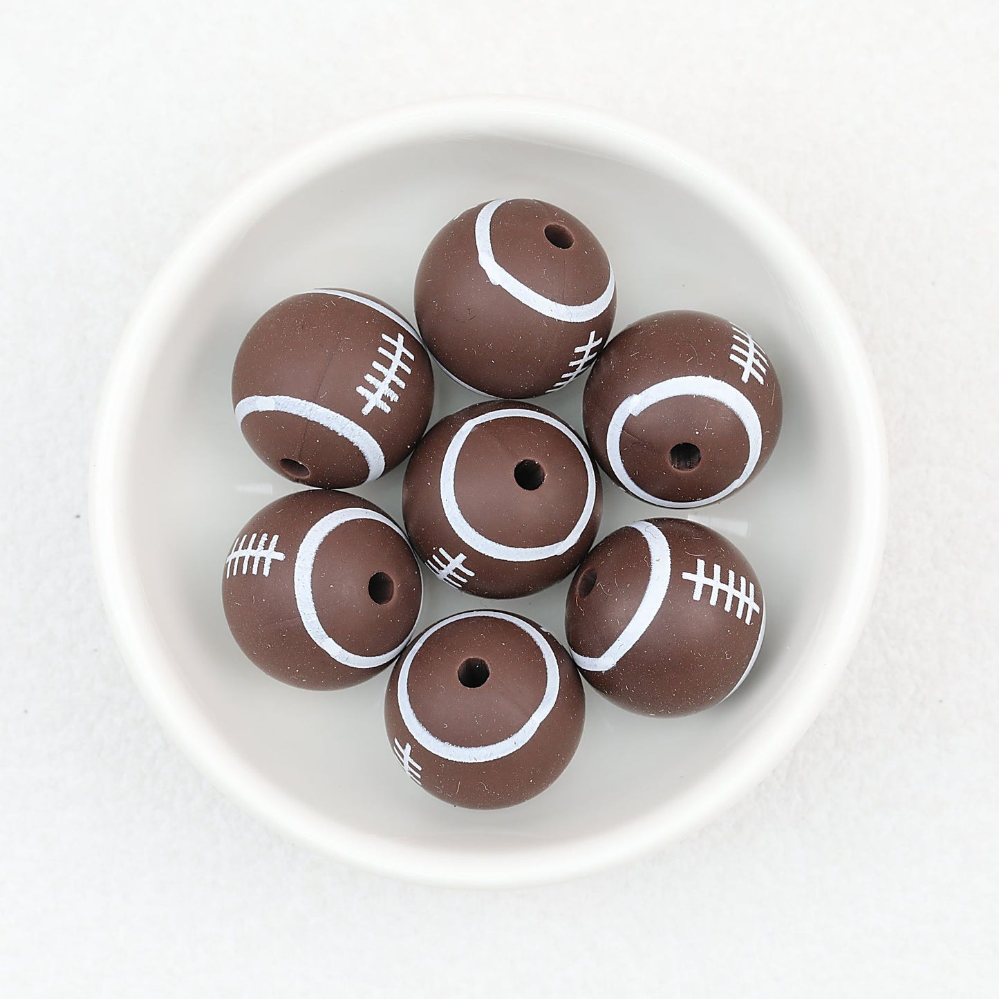 15mm Silicone Beads Sports Ball Printed Soccer Football Volleyball 10pcs - 15mm rugby beads 1