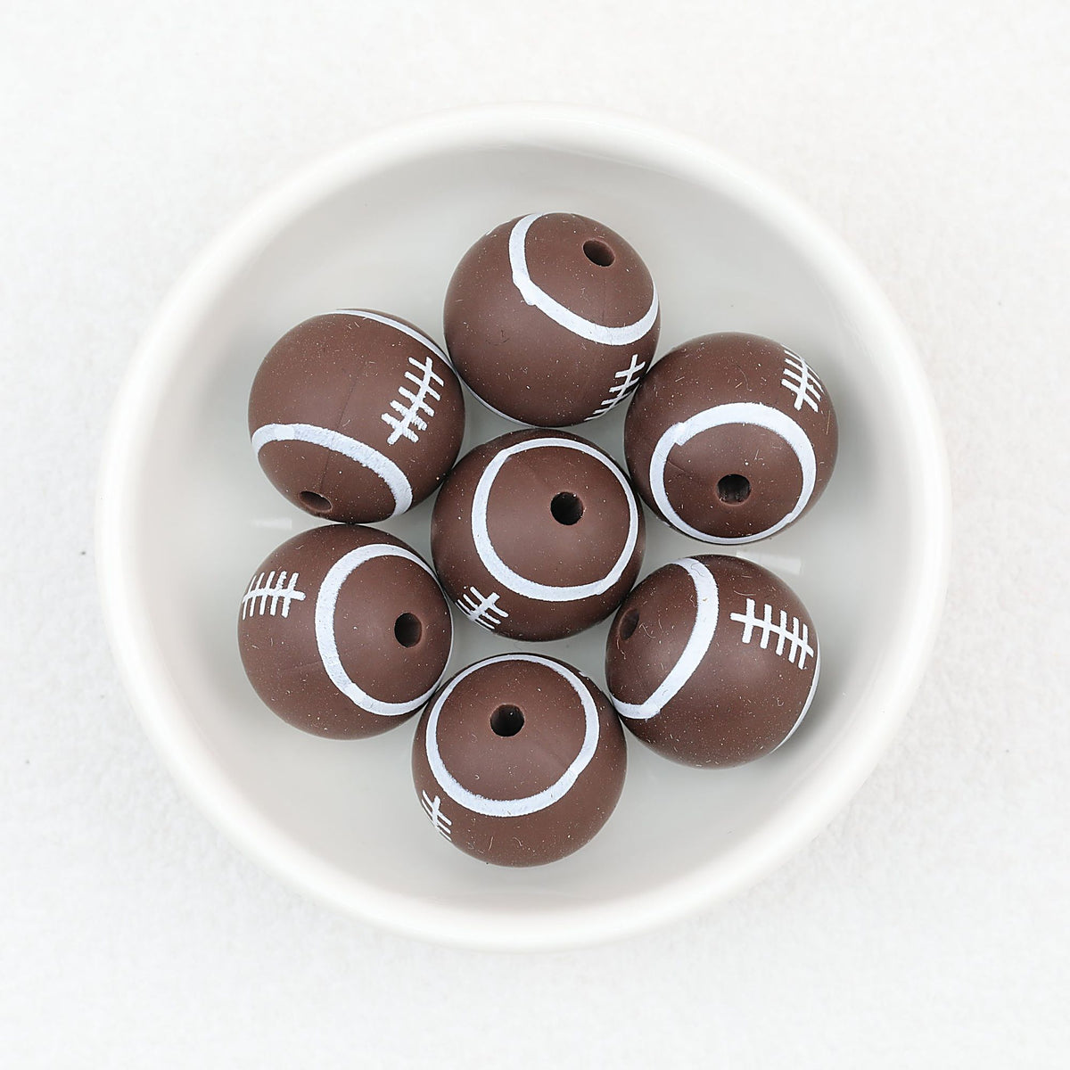 15mm Silicone Beads Sports Ball Printed Soccer Football Volleyball 10pcs - 15mm rugby beads 1