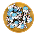 Silicone Focal Beads Easter Rabbit Holding Blue Floral Egg 2