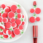20Pcs Red Cherry Silicone Focal Beads 