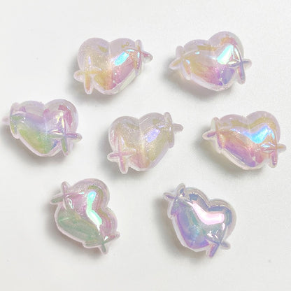 UV Finish Heart Star Acrylic Beads 14x20mm Glow In The Dark 50pcs 7