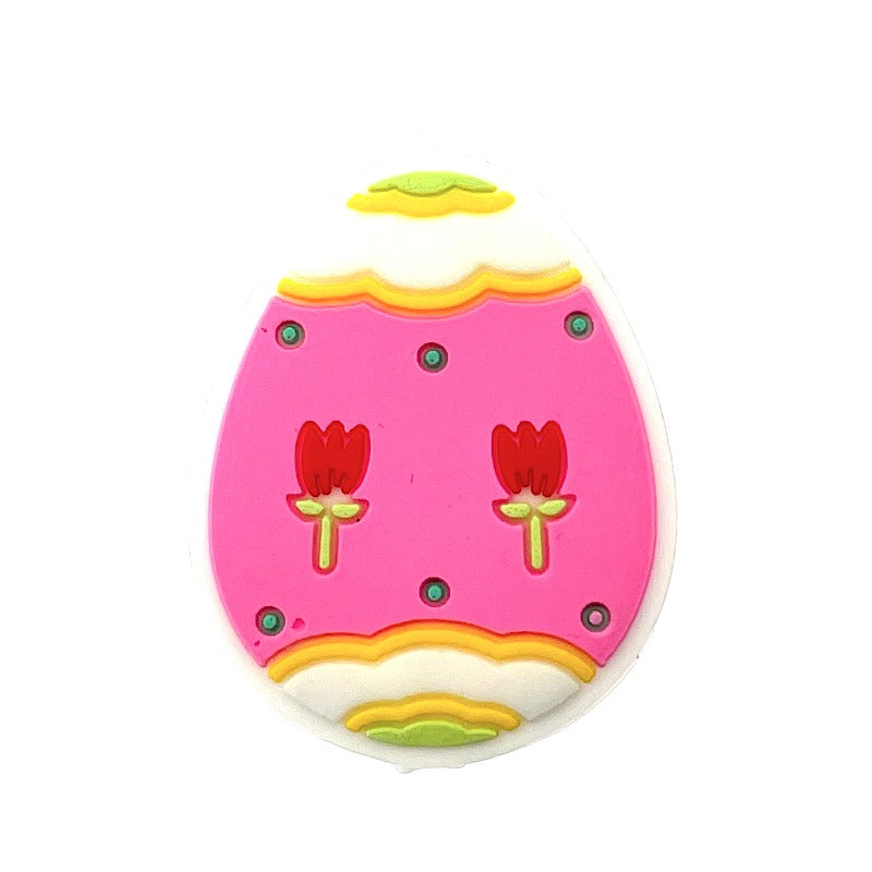 Silicone Focal Beads Easter Egg Pink Tulip Scalloped Edges 20pcs