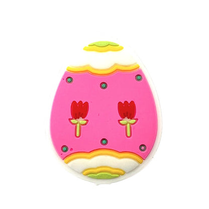 Silicone Focal Beads Easter Egg Pink Tulip Scalloped Edges 20pcs
