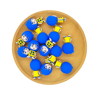 Silicone 3D Focal Beads Inside Out Joy Blue Hair Front Facing 1pcs 2