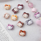 Leopard Print Hello KT Acrylic Beads 14mm Matte Finish 20pcs