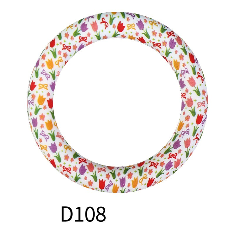 65mm Printed Round Silicone Rings Colorful Patterned 7