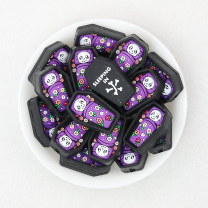 3D Mummy Coffin Silicone Focal Beads 20 pcs Colorful Assortment - Purple