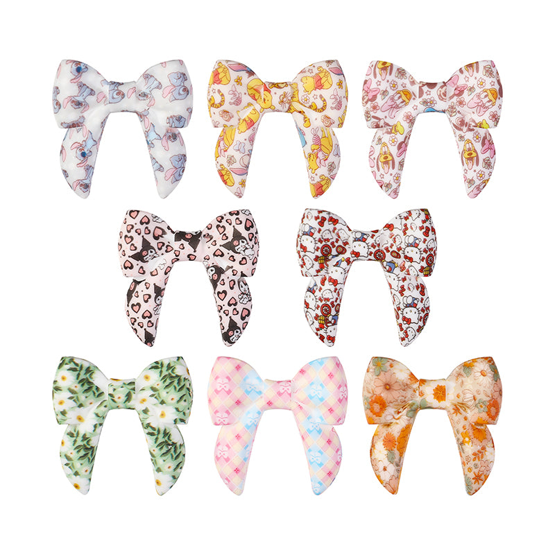 10pcs 3D Bow Printed Silicone Focal Beads
