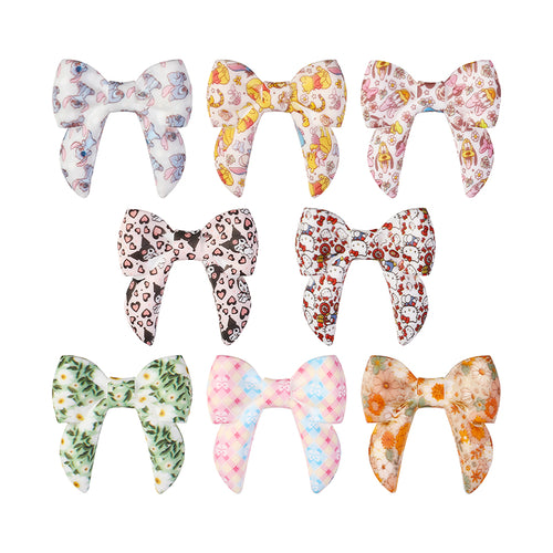 10pcs 3D Bow Printed Silicone Focal Beads