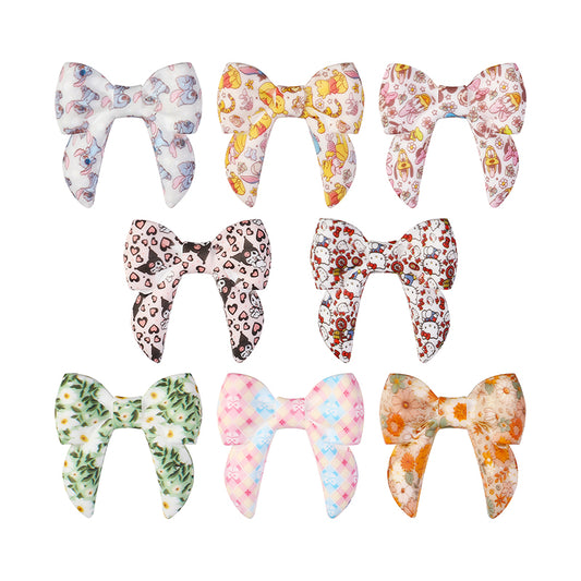 10pcs 3D Bow Printed Silicone Focal Beads
