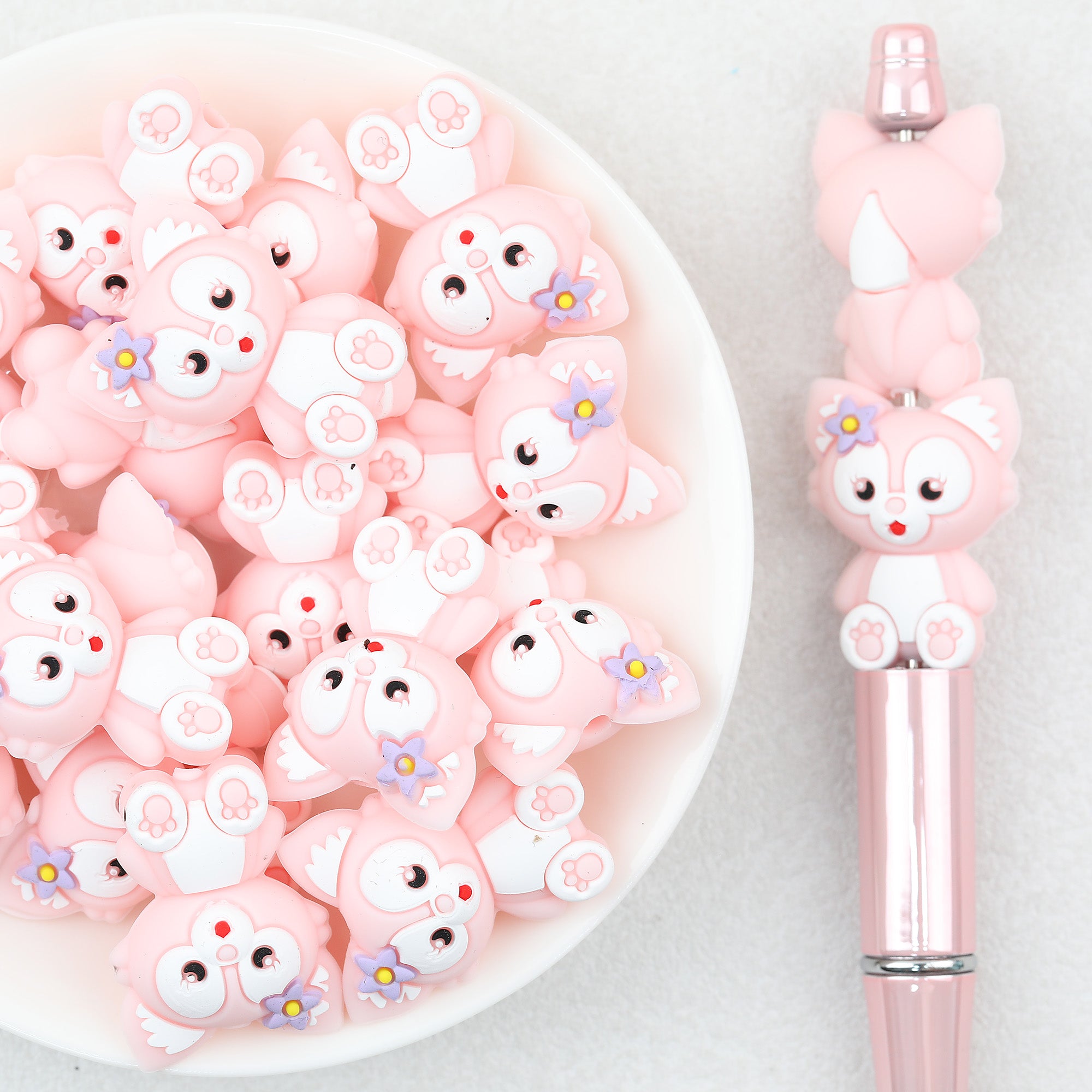 3D Disney Pink Lina Belle Silicone Focal Beads 20Pcs 