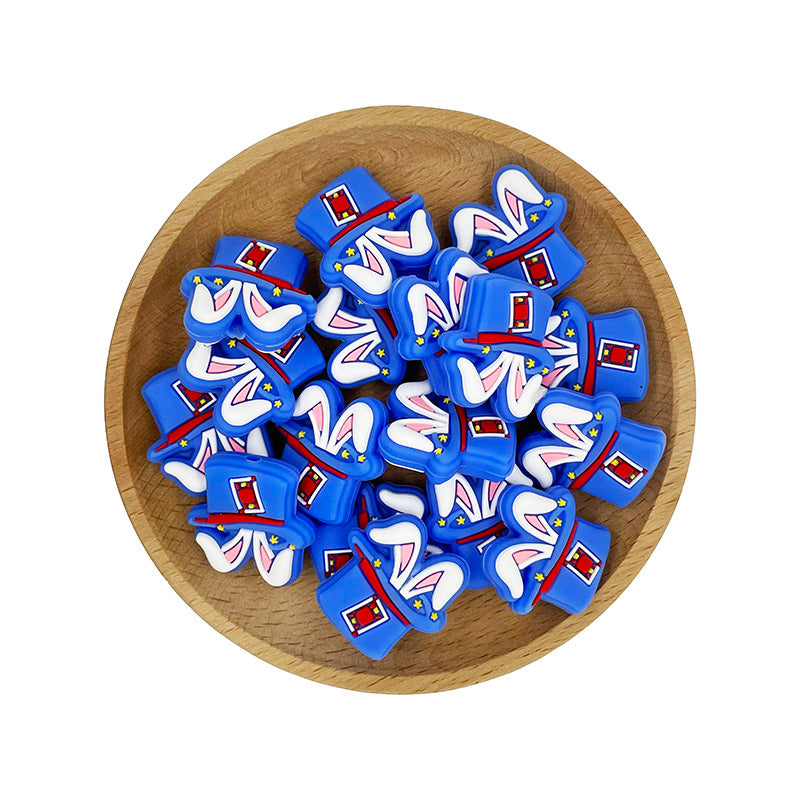 Silicone Focal Beads Magic Hat Bunny Ears Stars 20pcs 5