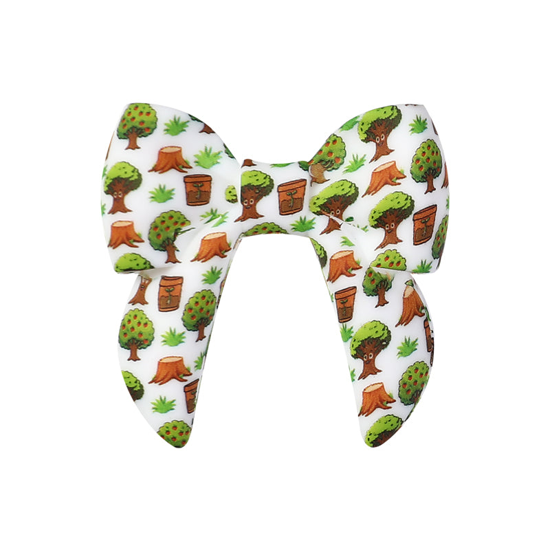 10pcs 3D Bow Printed Silicone Focal Beads