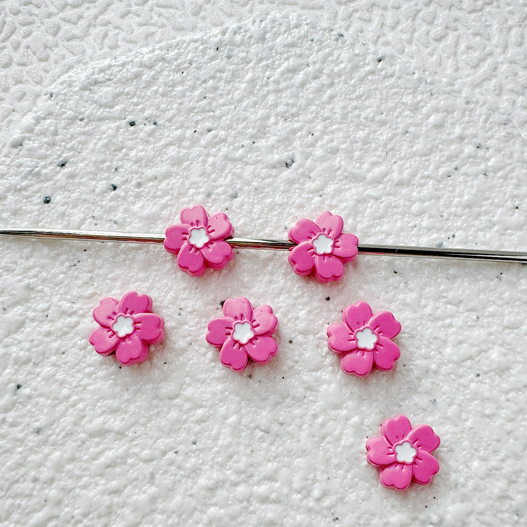 Flower Metal Beads 10mm Baking Painted Cherry Blossom 20pcs 9