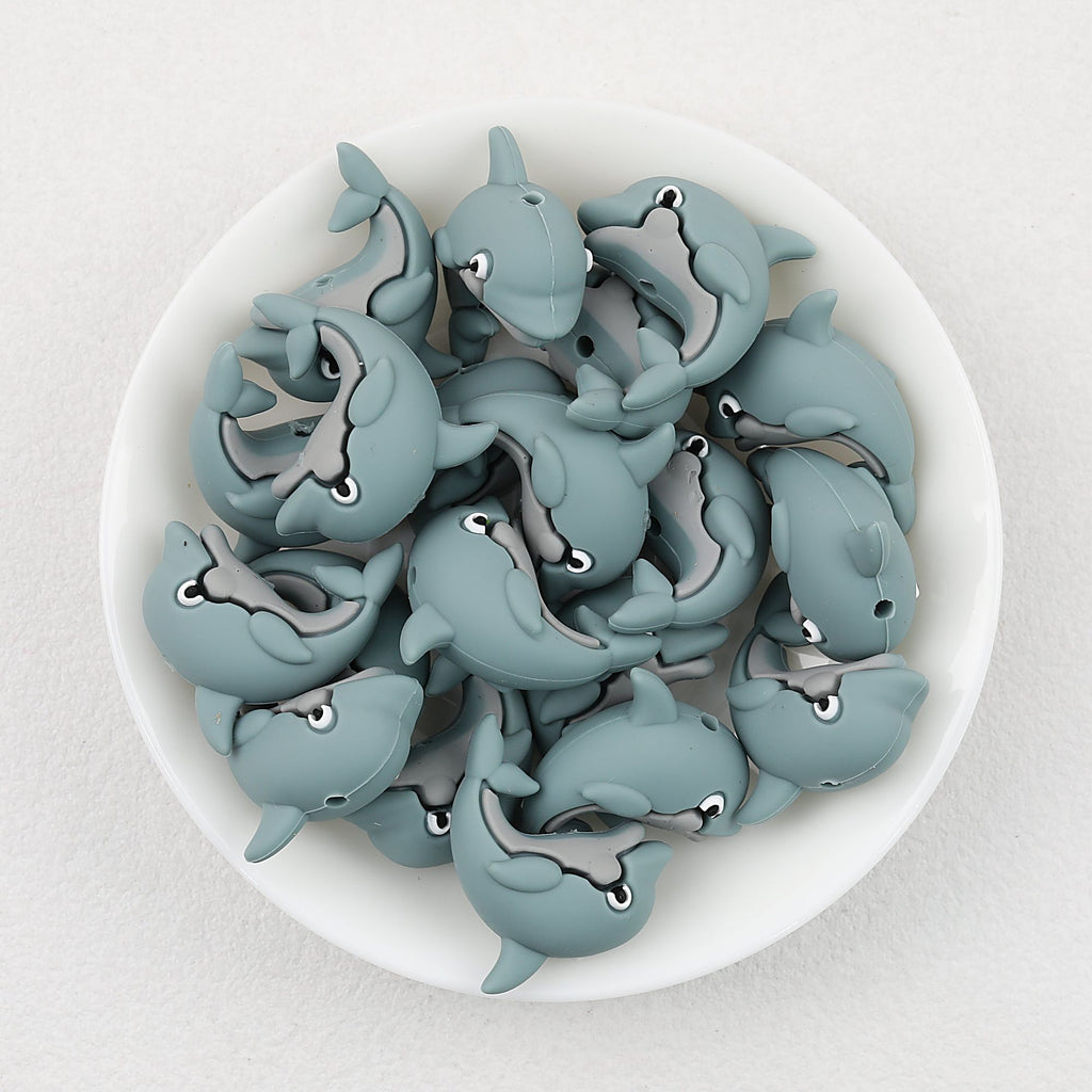 Cute 3D Dolphin Silicone Focal Beads 20 pcs