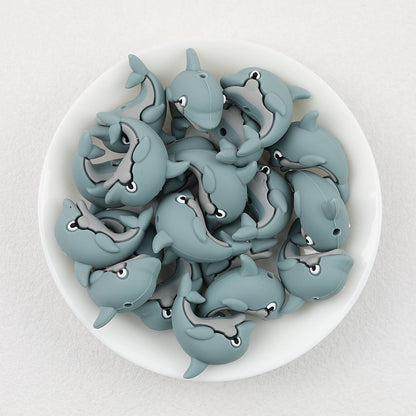Cute 3D Dolphin Silicone Focal Beads 20 pcs