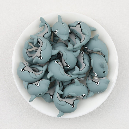 Cute 3D Dolphin Silicone Focal Beads 20 pcs