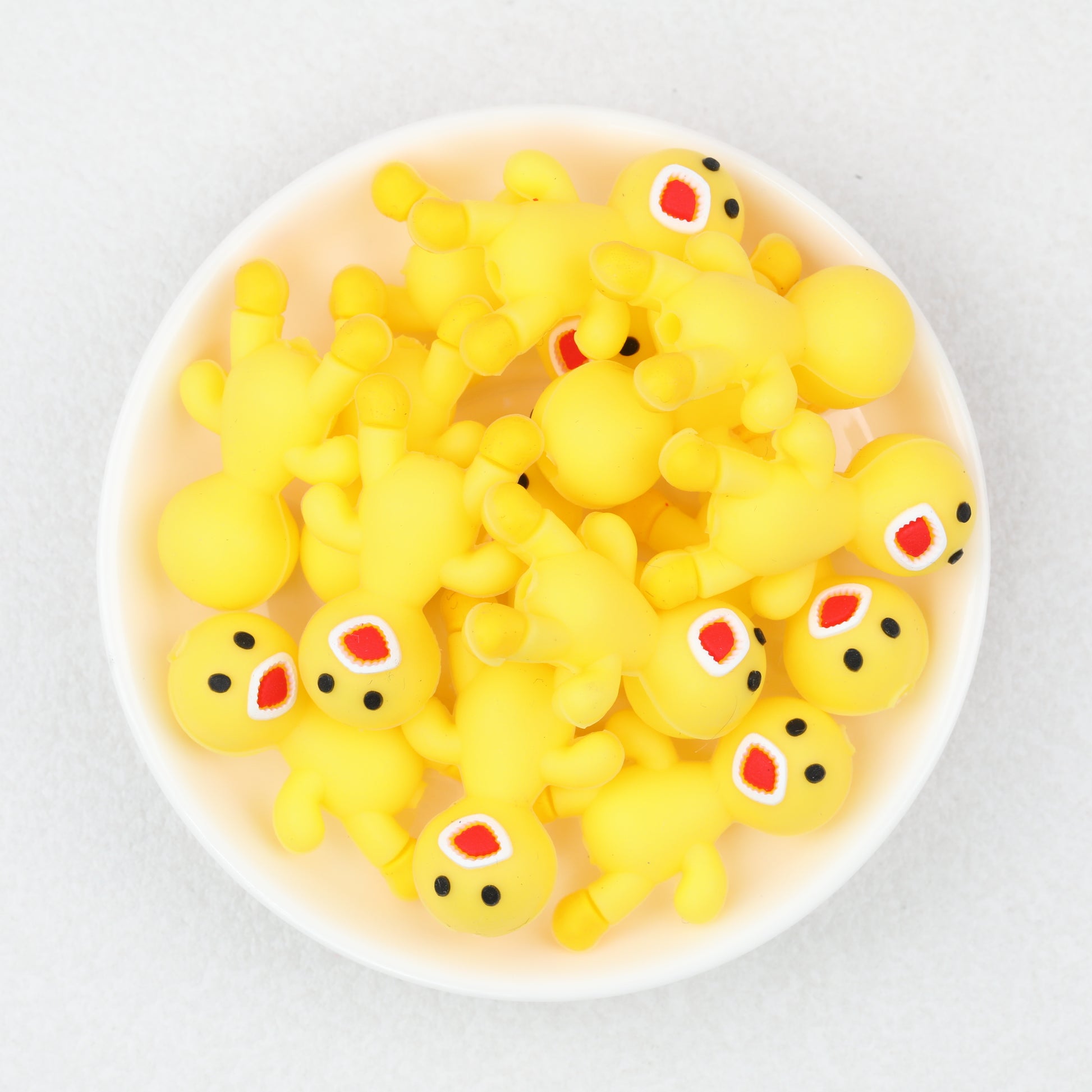 Yellow 3D Monster Silicone Focal Beads 20 pcs 2