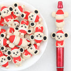3D Christmas Mouse Silicone Focal Beads Wholesale, Red Scarf Santa Hat Design